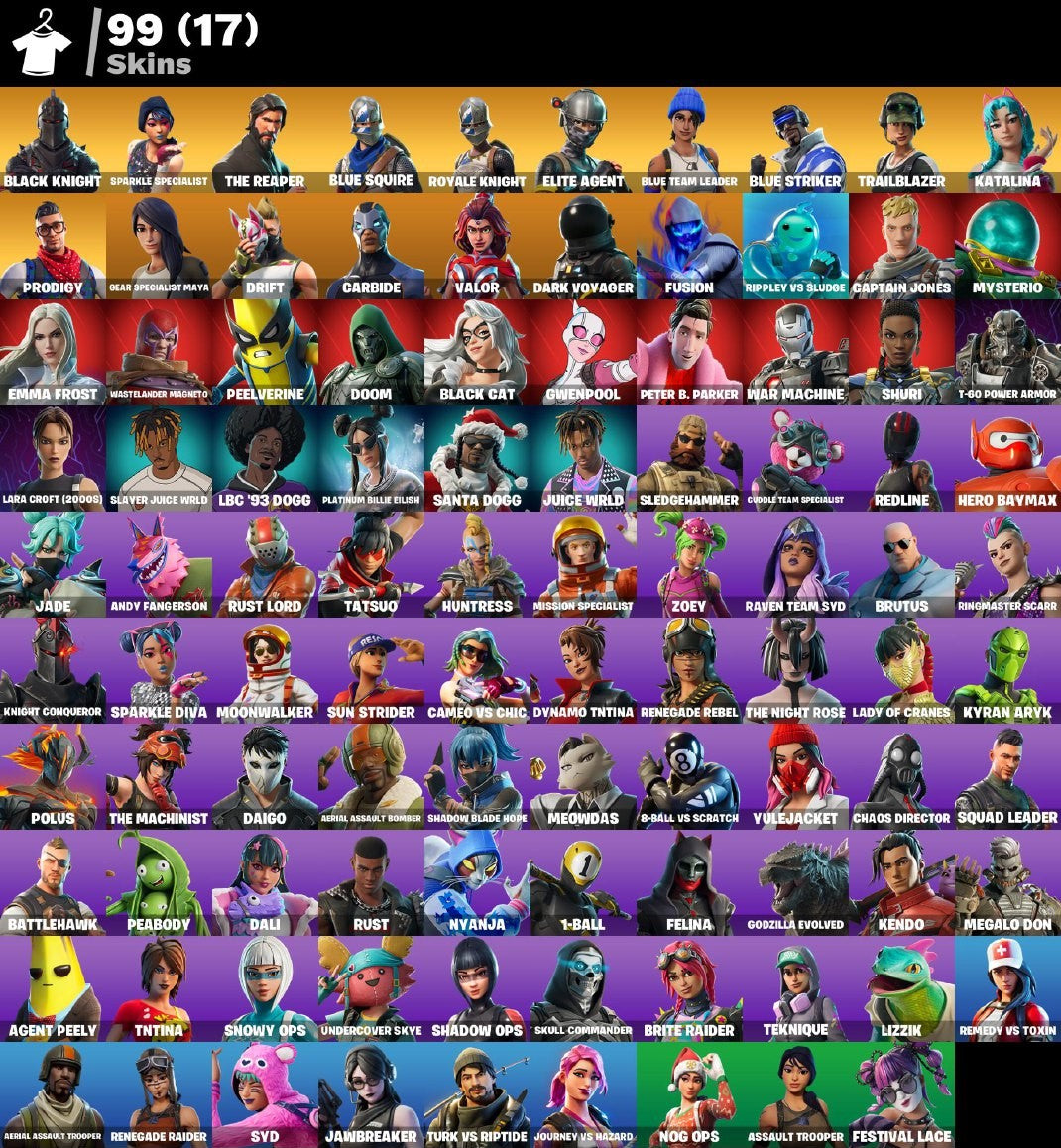 Cont Fortnite | 99 Skins Black Knight & Mako