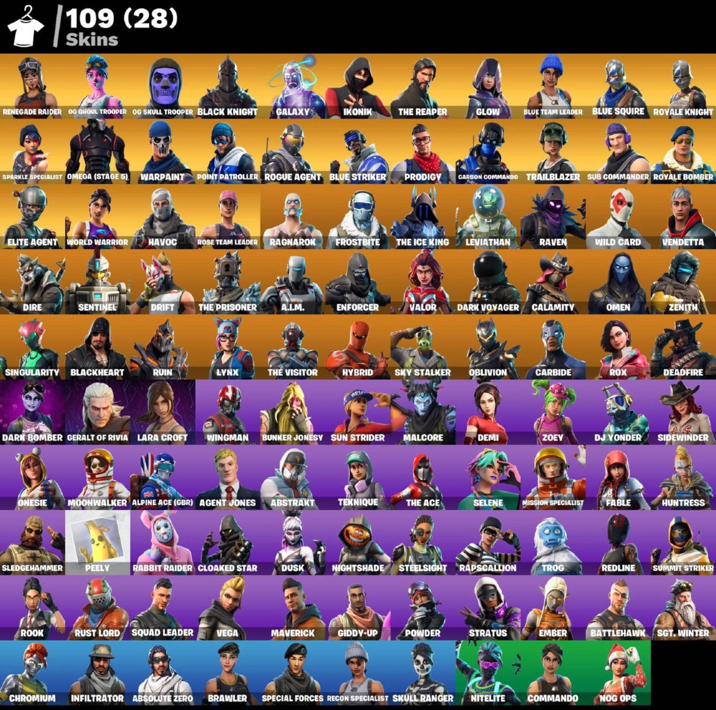 Cont Fortnite | 109 Skins OG Skull Trooper & Og Ghoul Trooper