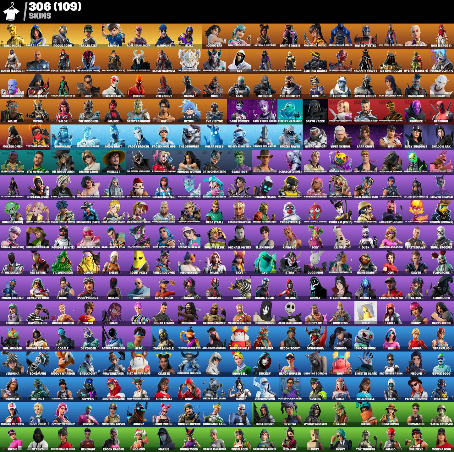 Cont Fortnite | Stacked 306 Skins Minty Axe