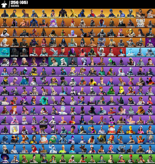 Cont Fortnite |  256 Skins Stacked